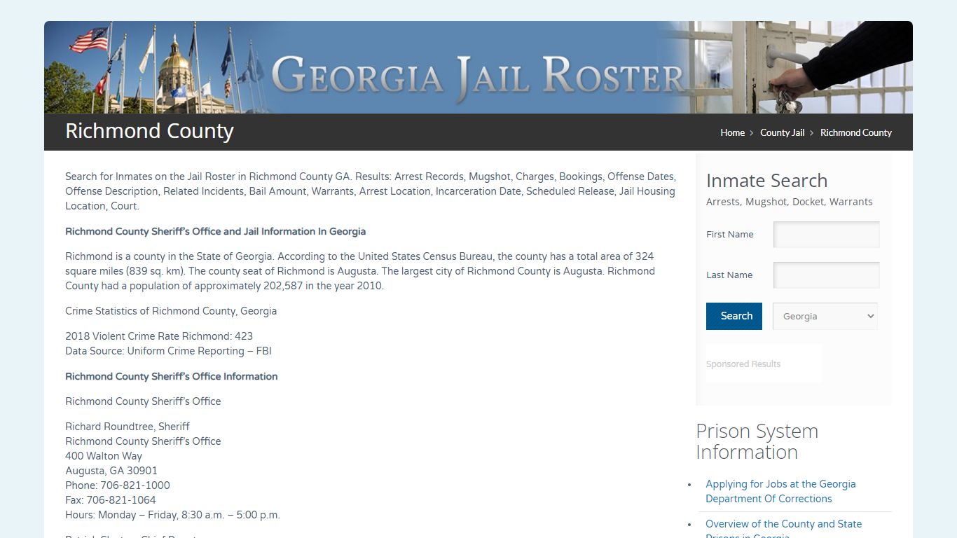 Richmond County | Georgia Jail Inmate Search
